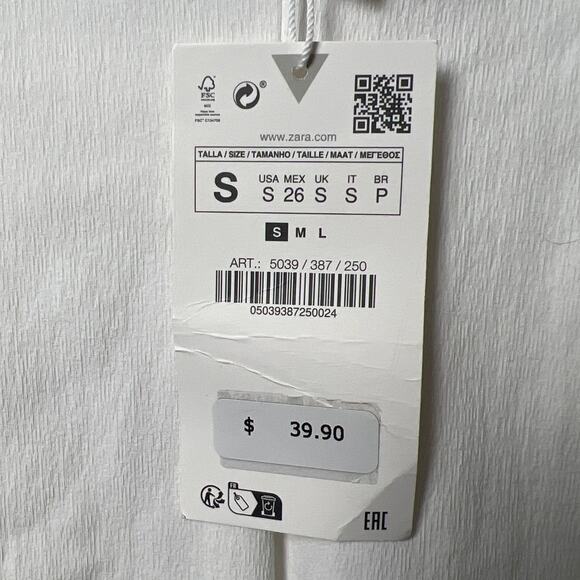 Zara NWT Midi Draped White Dress Size Small S - Picture 5 of 6